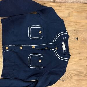 LOFT Navy Cardigan with Gold Buttons